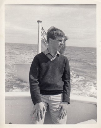John on holiday, on his cousin's boat at Paignton