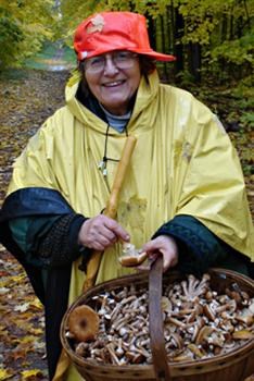 Dagi in the woods, picking wild mushrooms--one of the things she loved best. Photo by Eric Beldowski