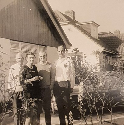 John at the family home in Lymington,  Hampshire with his brother Stewart and parents Edith and Neil