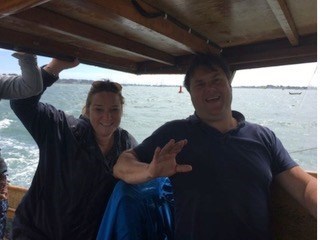 Liz and David on the boat