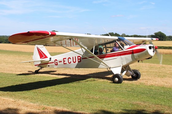 Taxiing out in G ECUB for return from West Tisted 09.07.22 - Ian had flown in. Russell