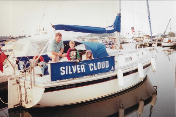 Ian's brother Dave, with his children Russell & Rachel on the Silver Cloud at Gosport?