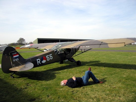 'Just like it was in the Battle of Britain. '  Ian at Thruxton, resting between sorties. 