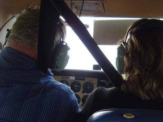 Ian took us flying from Old Buckenham (Norfolk) - this is Ian and my mum Gill, 2008