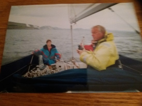 Ian and my mum on his boat 