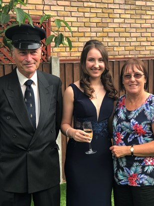 Mum, Rachel and Dad - ready to head off to Rachel’s prom - June 2019