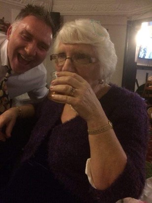 Auntie Margaret and nephew Paul on the jagerbombs x
