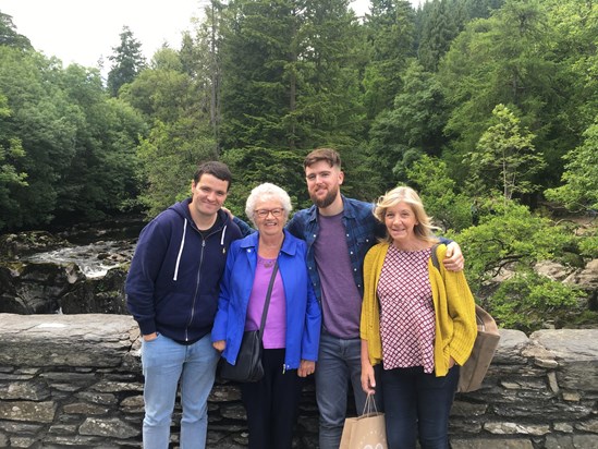 Sian with her mum and two boys in Betws-y-Coed