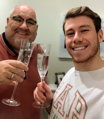 Richard and Gaetano - Raising a glass to celebrate Martin's life.