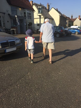 Uncle Harry and Henry off to the pub in 2018.