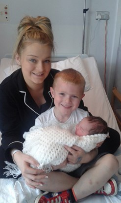 Rachel, Josh and new addition baby Charlie. xxx