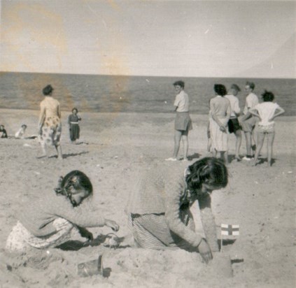 Tina and Carol playing on the beach