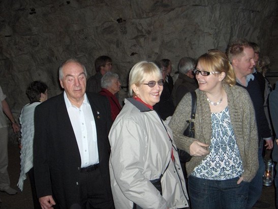 Mum and Dad with Belinda in Chislehurst Caves, 50th Anniversary private tour