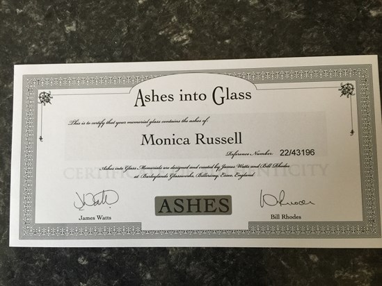 Ashes certificate