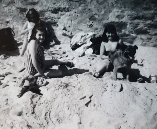 Conwy 1968 - Mandy buried in the sand!