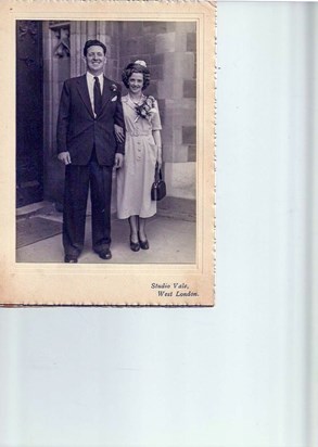 Wedding Day photo outside Ealing Abbey 18th August 1951