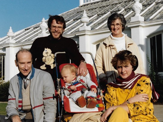 Dave, Jim, Wen. Lin & Baby Rob in 1985