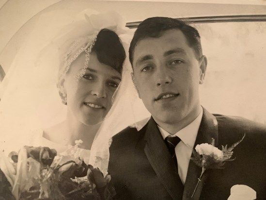 Jean with husband Barrie on their wedding day x