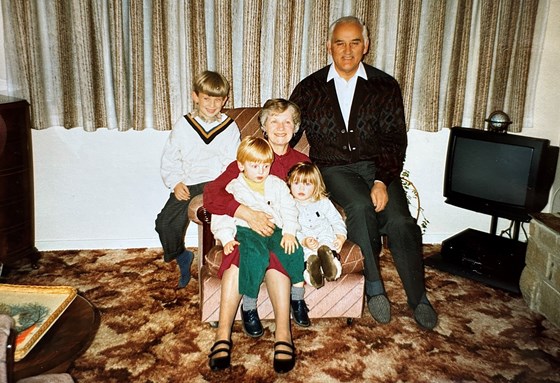 Grandad, Nan and his 3 grandchildren by Hannah
