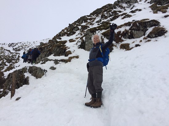 Cheers Rosie, we did it! Top of Mount Snowdon.