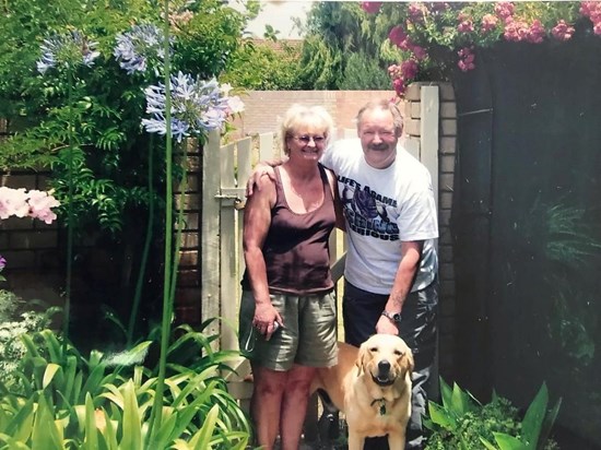 Mum & Dad, with my Auntie Margaret's dog, Max, during their holiday to Perth, Western Australia