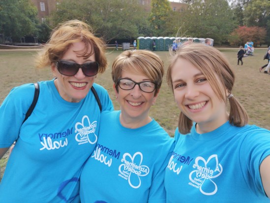 Kathy, Hilary and Lauren taking part in the Memory walk for Alzheimer's Society