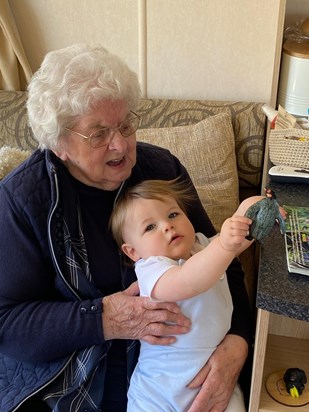 Bobi enjoying his time with Great Gran. 