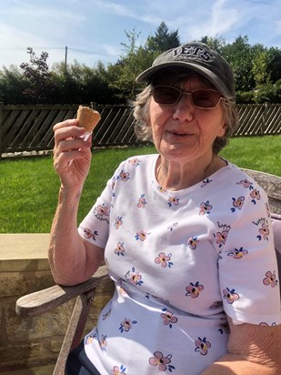 Enjoying the garden (and ice cream). 