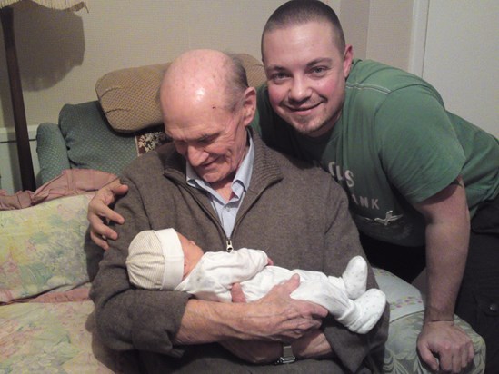 Arthur, known as gan-gan; with Grandson Ben and Great-grandson Charlie.