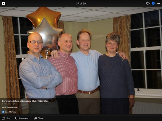 Richard, David, Steve and Sue on her 60th birthday 