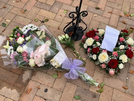Floral tributes for Diana Hunt