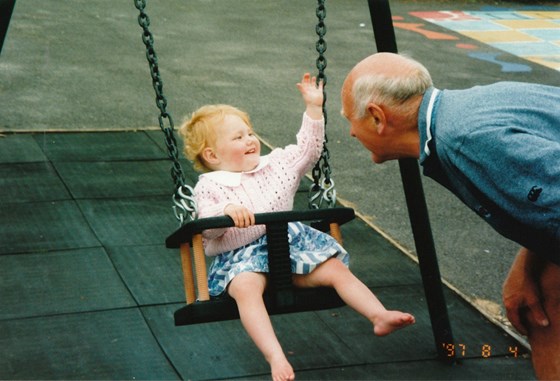 Rachel and Gramps at the park