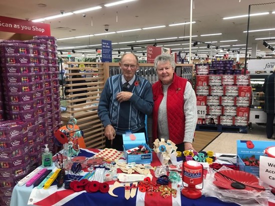 Granda helping sell poppies with Grandma Ann in Tescos 