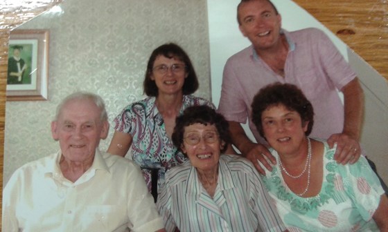 The Thomas family 2014. Back row: Lynne and Brian. Front row: Peter, Joan, Julie