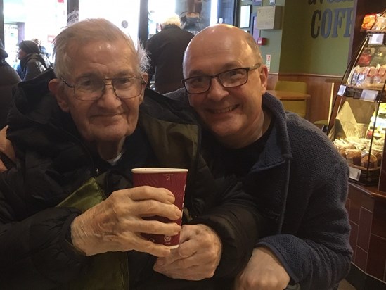Paul & his Dad enjoying a Coffee 8.2.20.