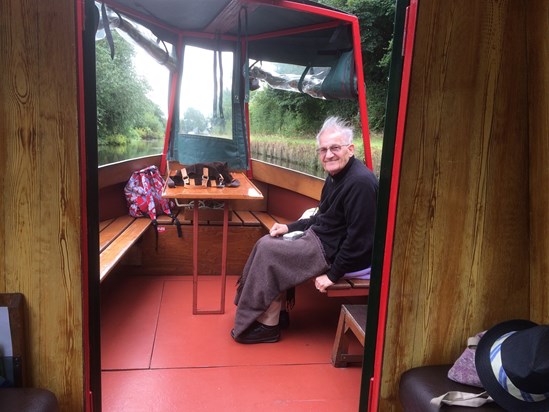 Dad enjoying a day out on the barge.