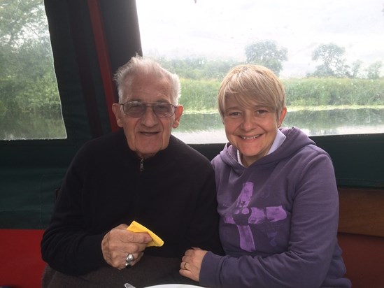 Dad and I on the barge near Sileby