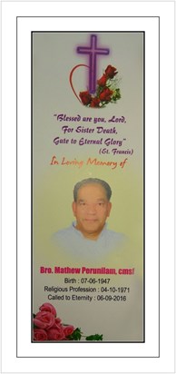 Eternal rest, grant unto our Dearest Rev. Brother O Lord and let perpetual light shine upon him. 