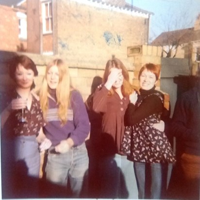 Sue, Jane, Therese and me at a 'bit of an afternoon do' 1975