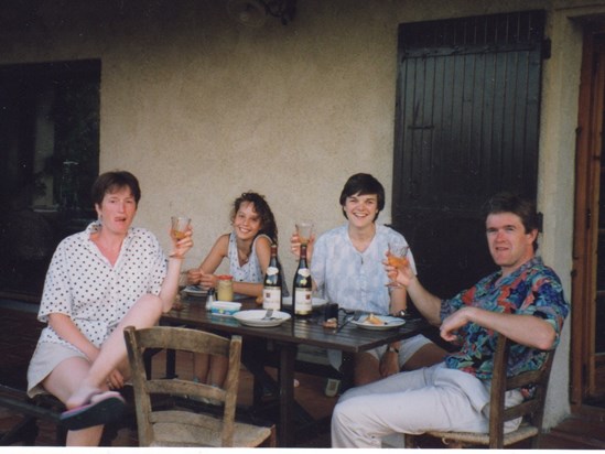 Uncle Nick enjoying good food and wine in Ceret, France 1991