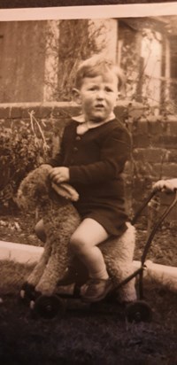 In the garden at home in Cardigan, May 1956