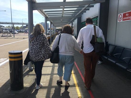 Walking to our cruise ship, for our last family holiday. AnneMarie, Anthony & Joanne