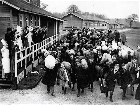Wartime evacuation to Kennylands Camp School, Sonning Common. He is in there somewhere! 