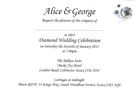 george and alice diamond with a lavish party at the Marks Tey hotel