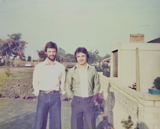 Dad and Brian (age18) in 1978. Outside mum and dads house