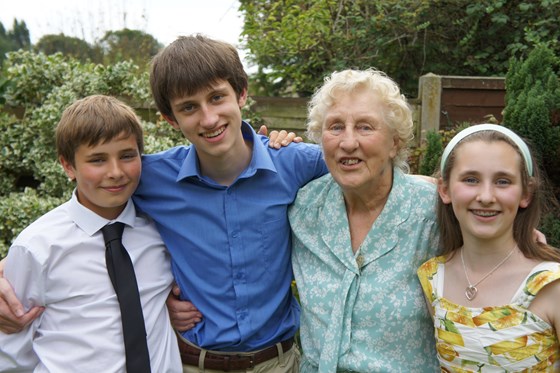 Mum with Grand children on her 80th Birthday