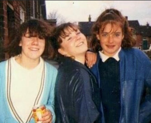 Caroline, Tracey, Janette - school lunch time 1987