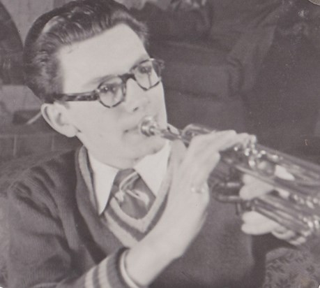 Gerald Isaaman playing trumpet