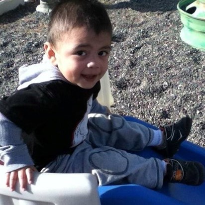 Nick playing on the slide