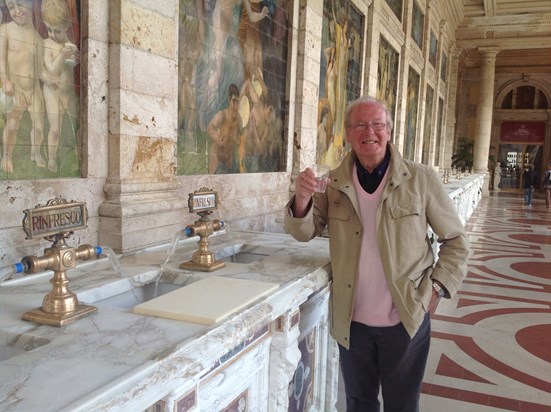 Montecatini Terme Tuscany. Drinking thermal water ( honestly he did! )